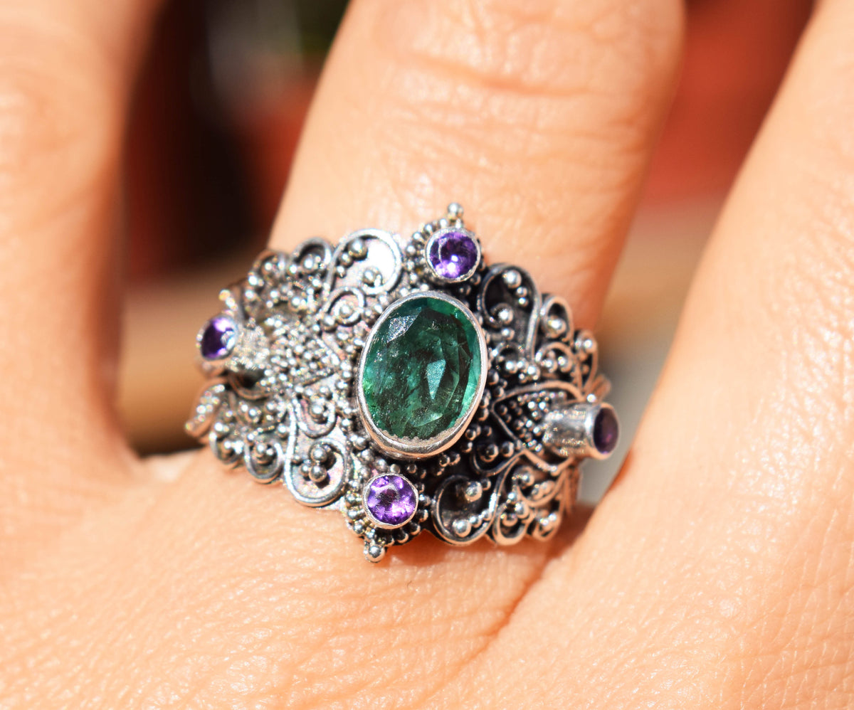 Anillo Lotus Esmeralda