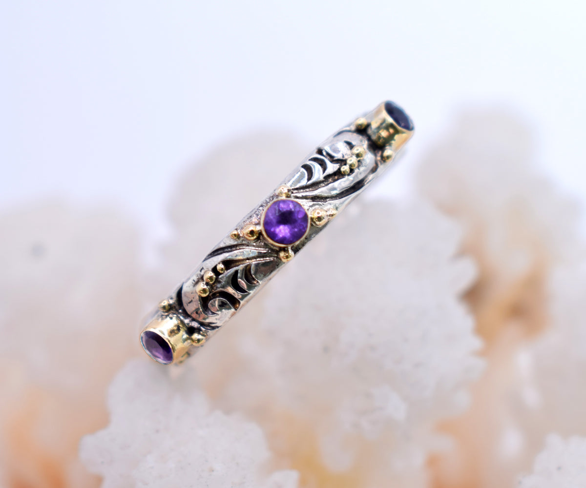 Anillo Basic Tallado Amatista