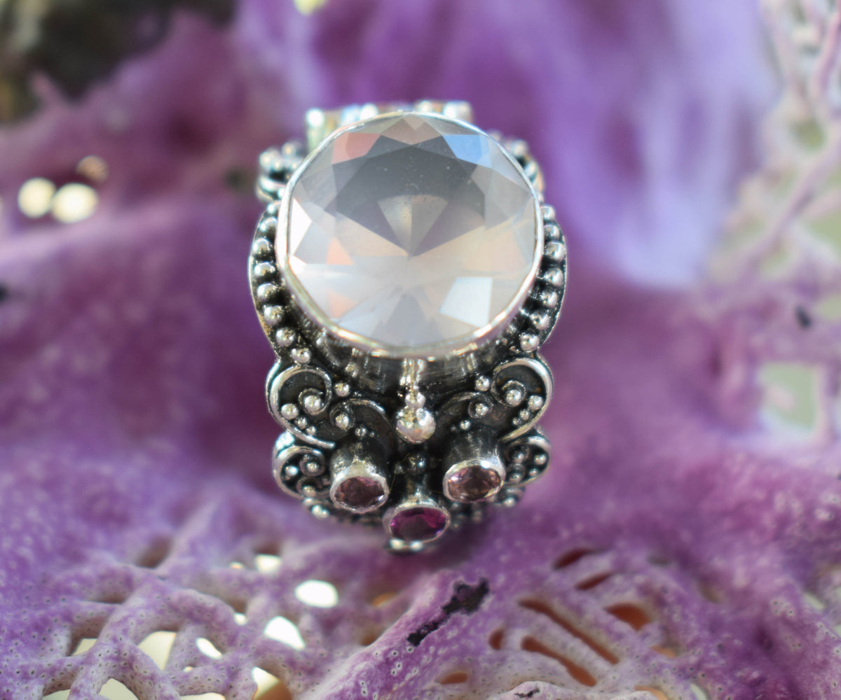 Anillo Sultan Cuarzo Rosa Edición Silver