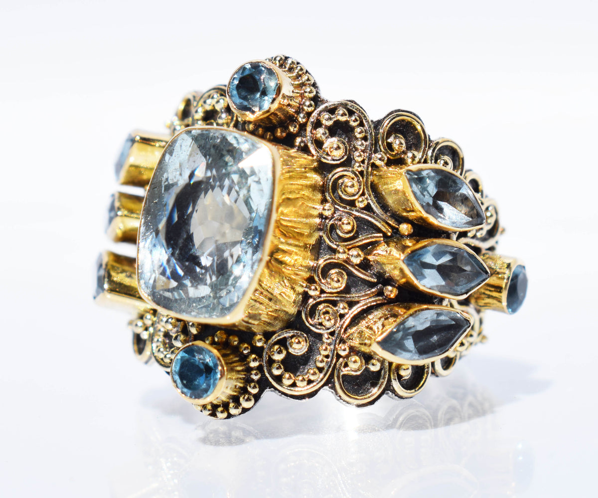 Anillo Forest Aguamarina