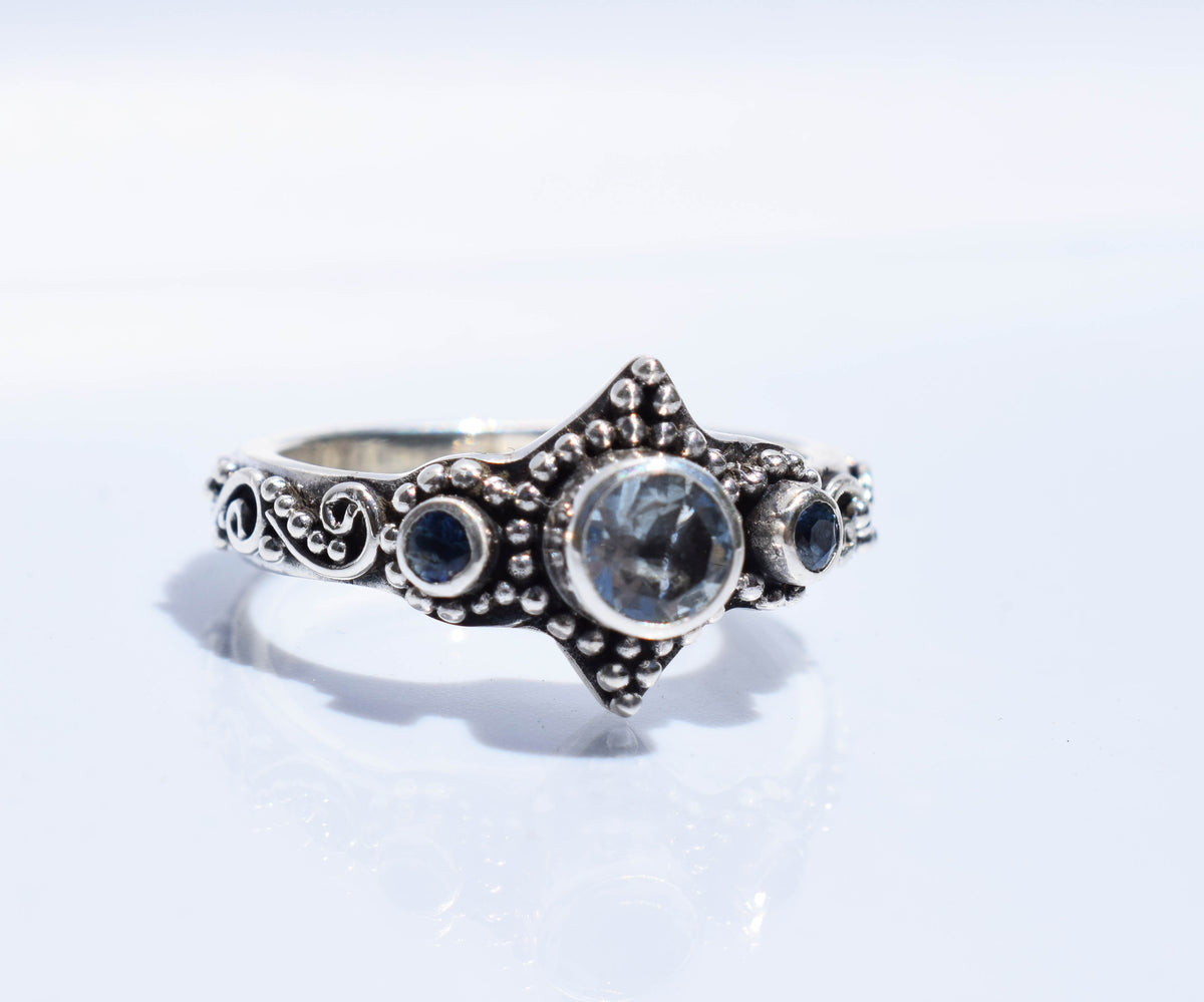 Anillo Roma Aguamarina y Zafiros