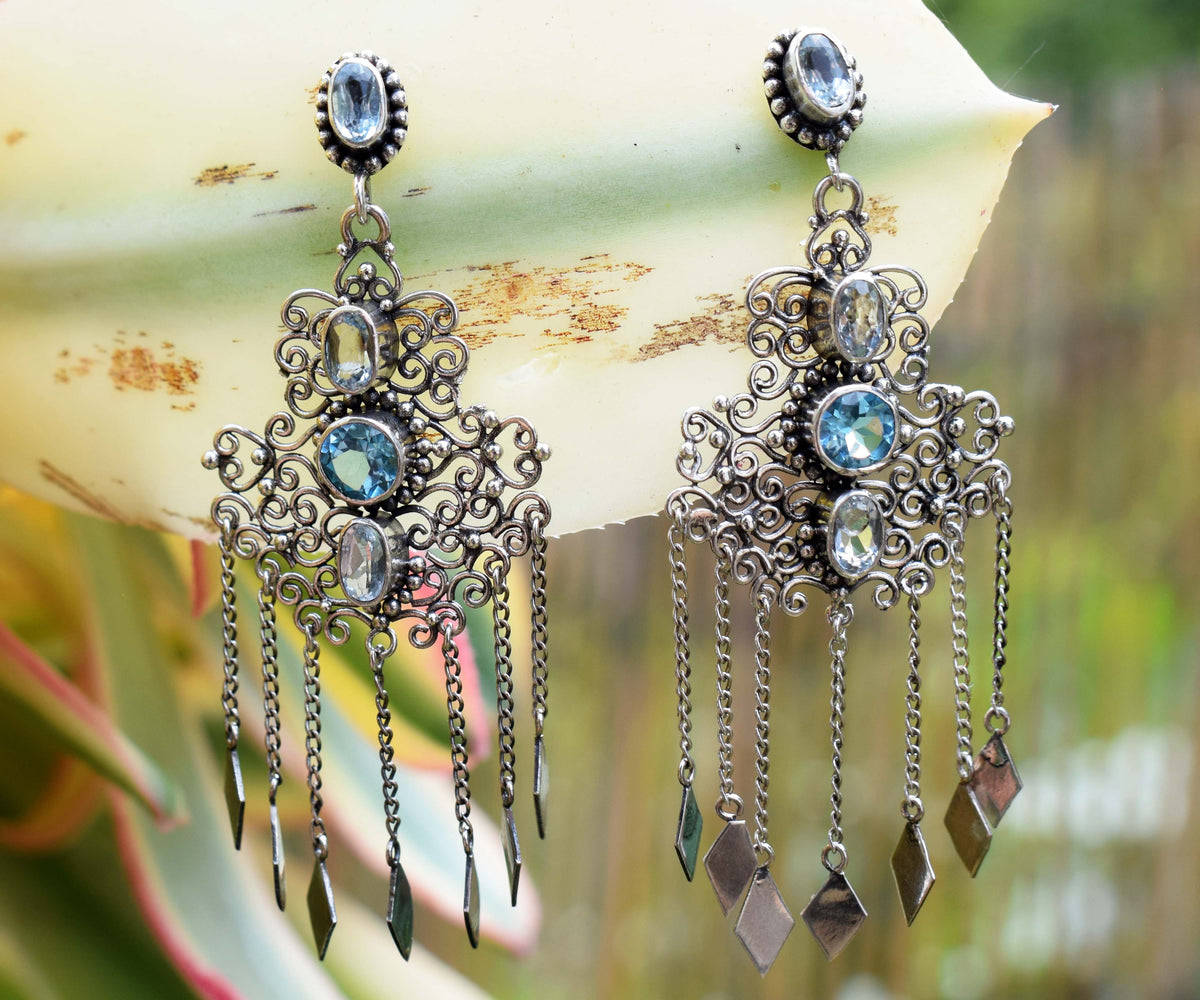 Aros Kalbelia Silver Topacios