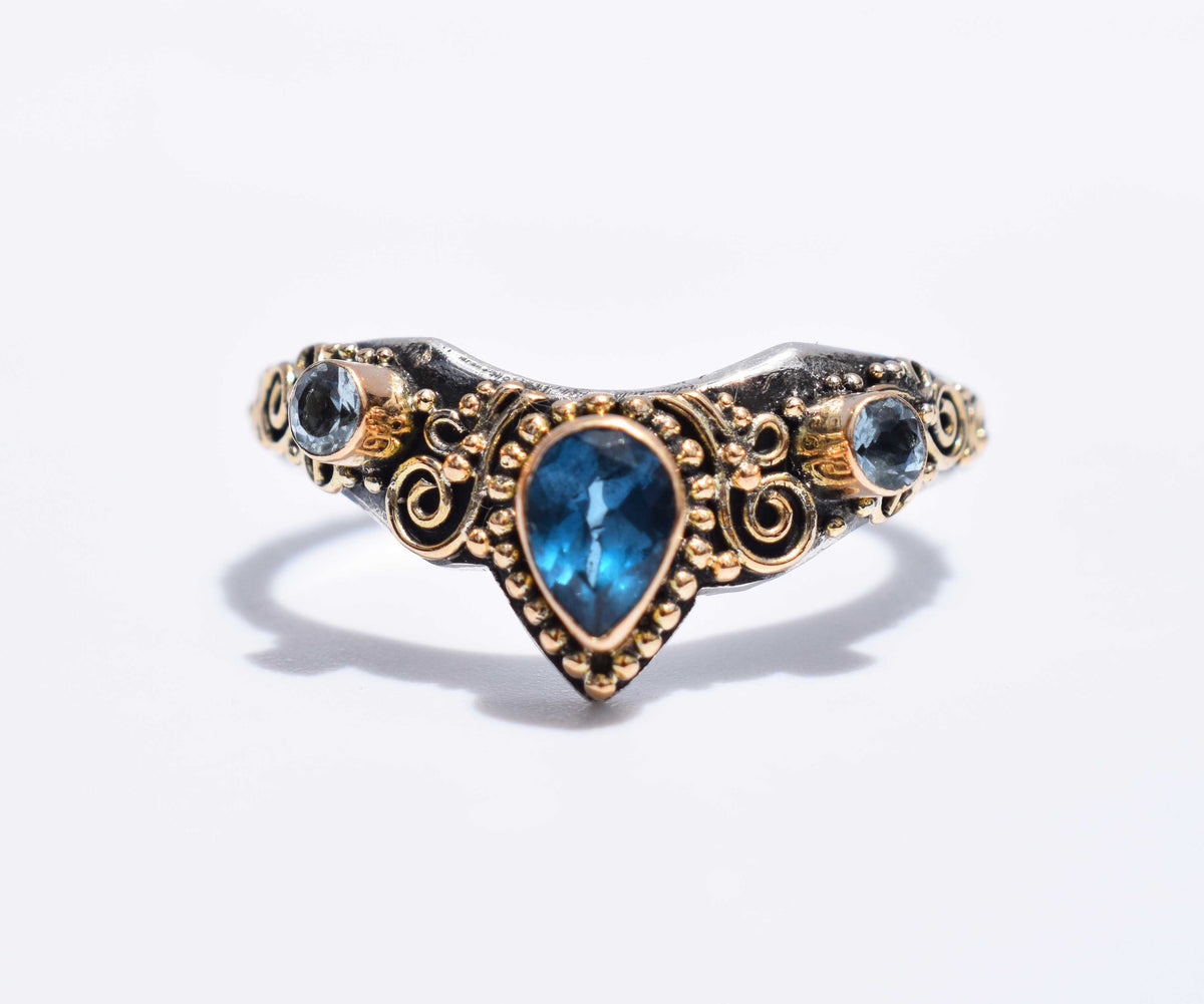 Anillo Fusión Topacio Aguamarinas