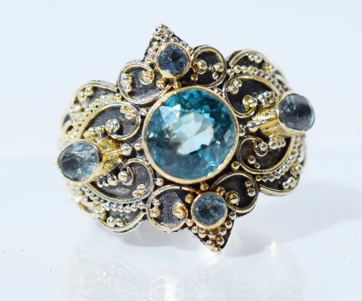 Anillo gold and Silver Kerala Zircon