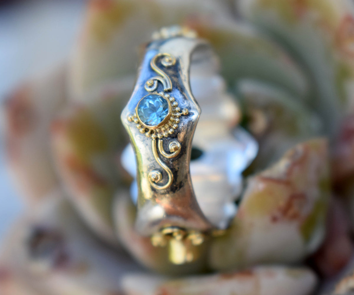 Anillo Ajna Aguamarina