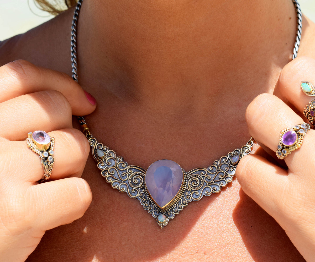 Collar Angel Wings Amatista perla