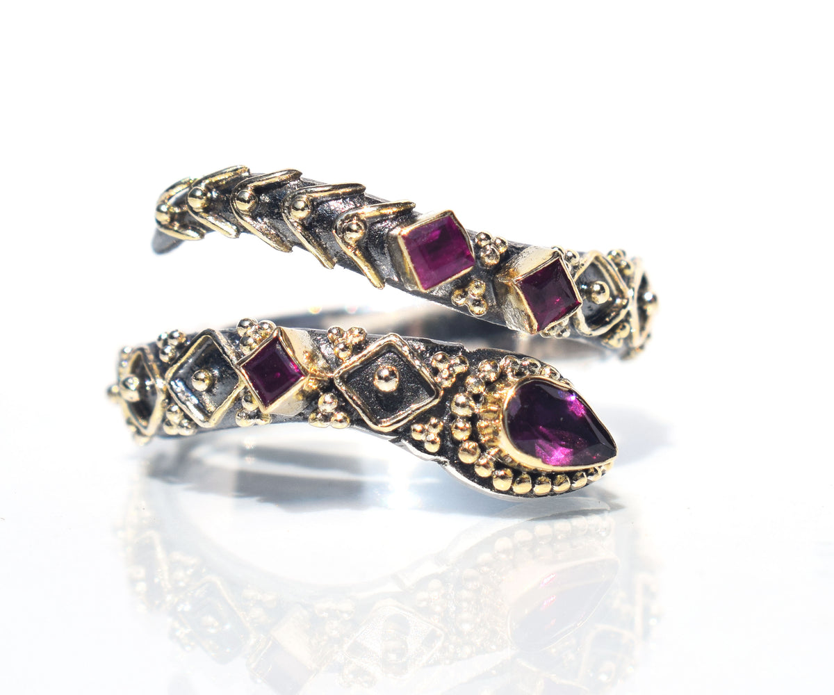 Anillo Kundalini Rodolita Rubi