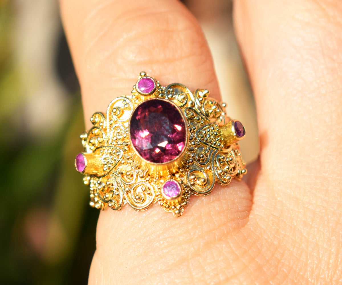 Anillo Lotus Turmalina