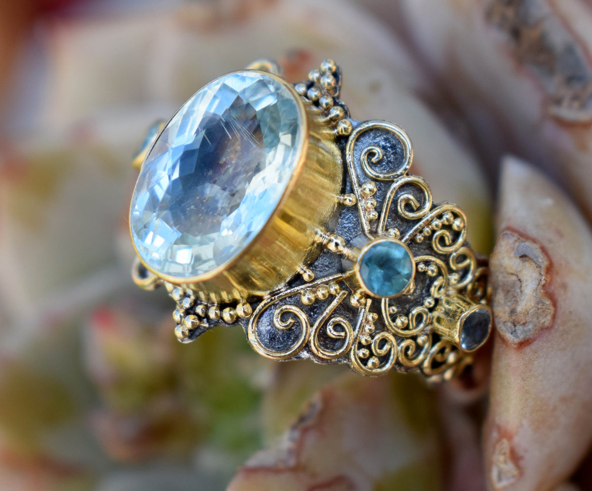 Anillo Ocean Aguamarina