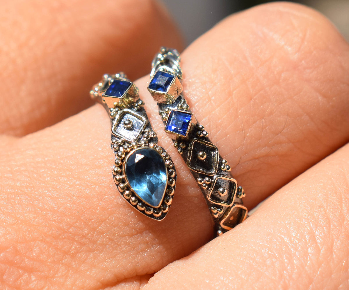 Anillo Kundalini Topacio Zafiro