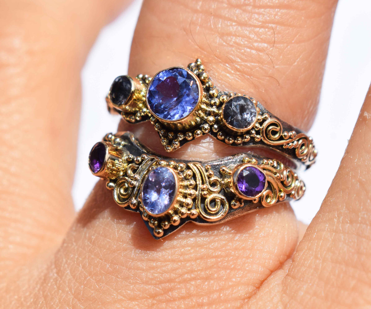 Anillo Fusión Tanzanita Amatistas