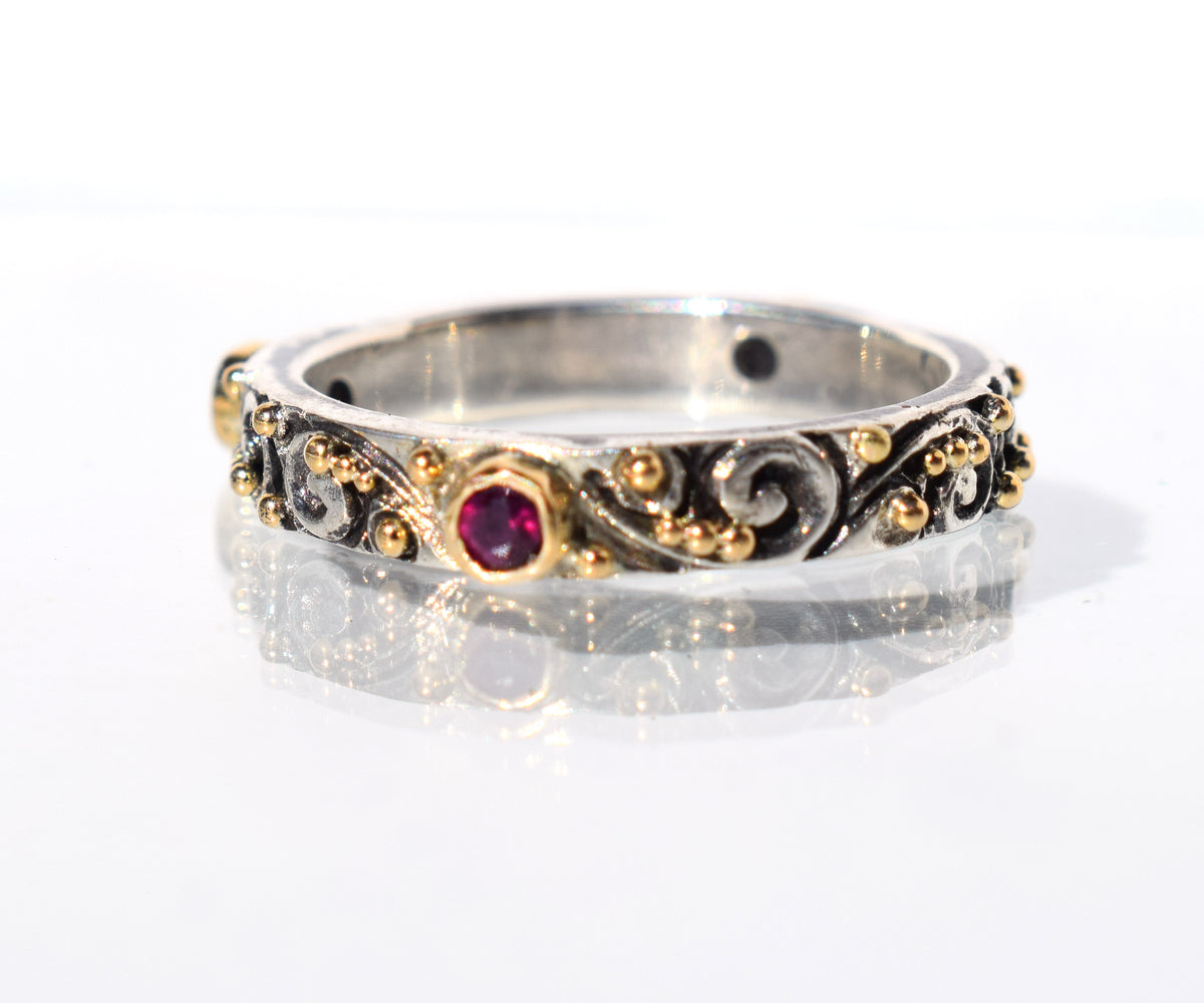 Anillo Basic Tallado Rubi