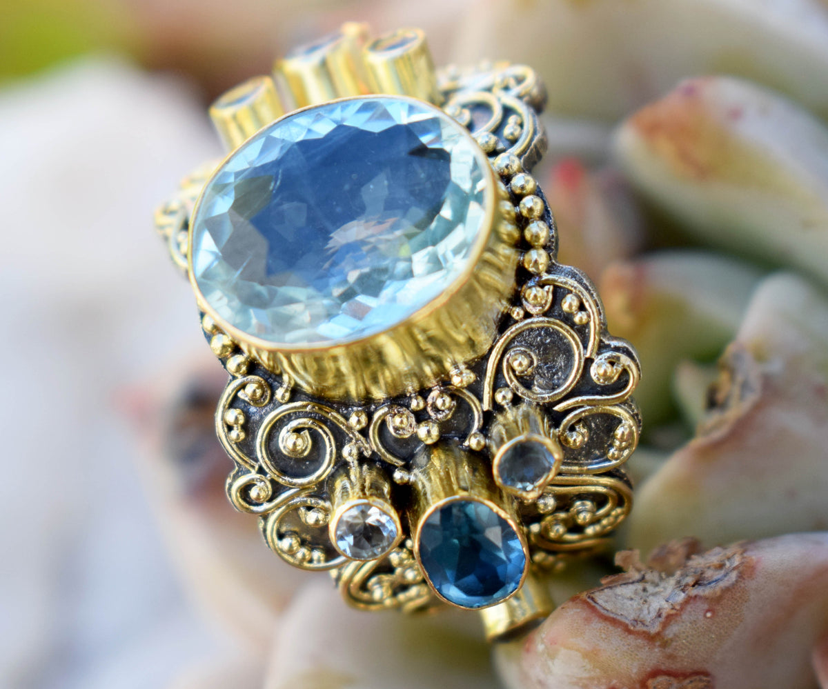 Anillo Sultan Aguamarina