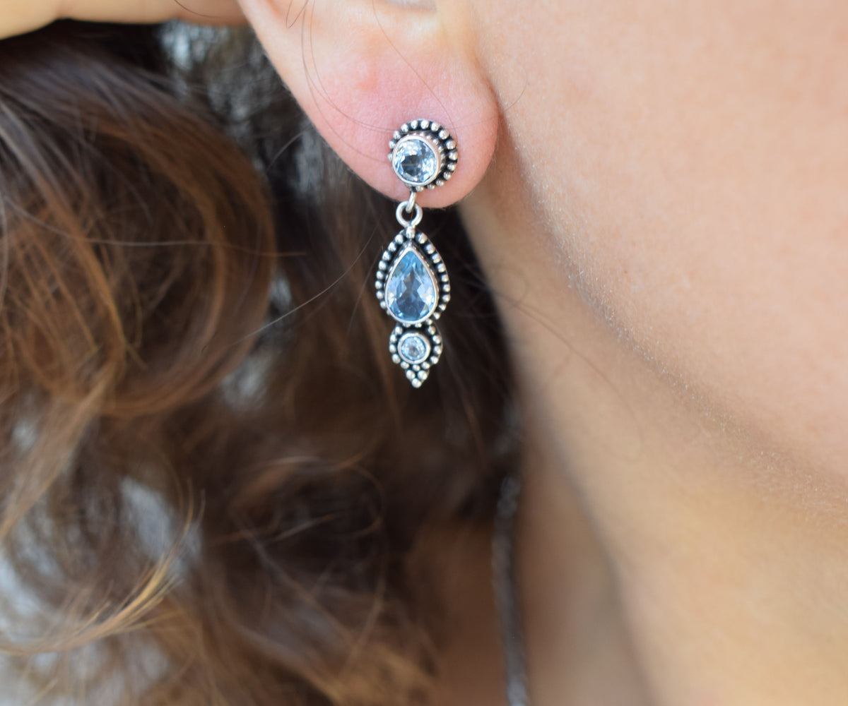 Aros Roma Aguamarinas y Topacios