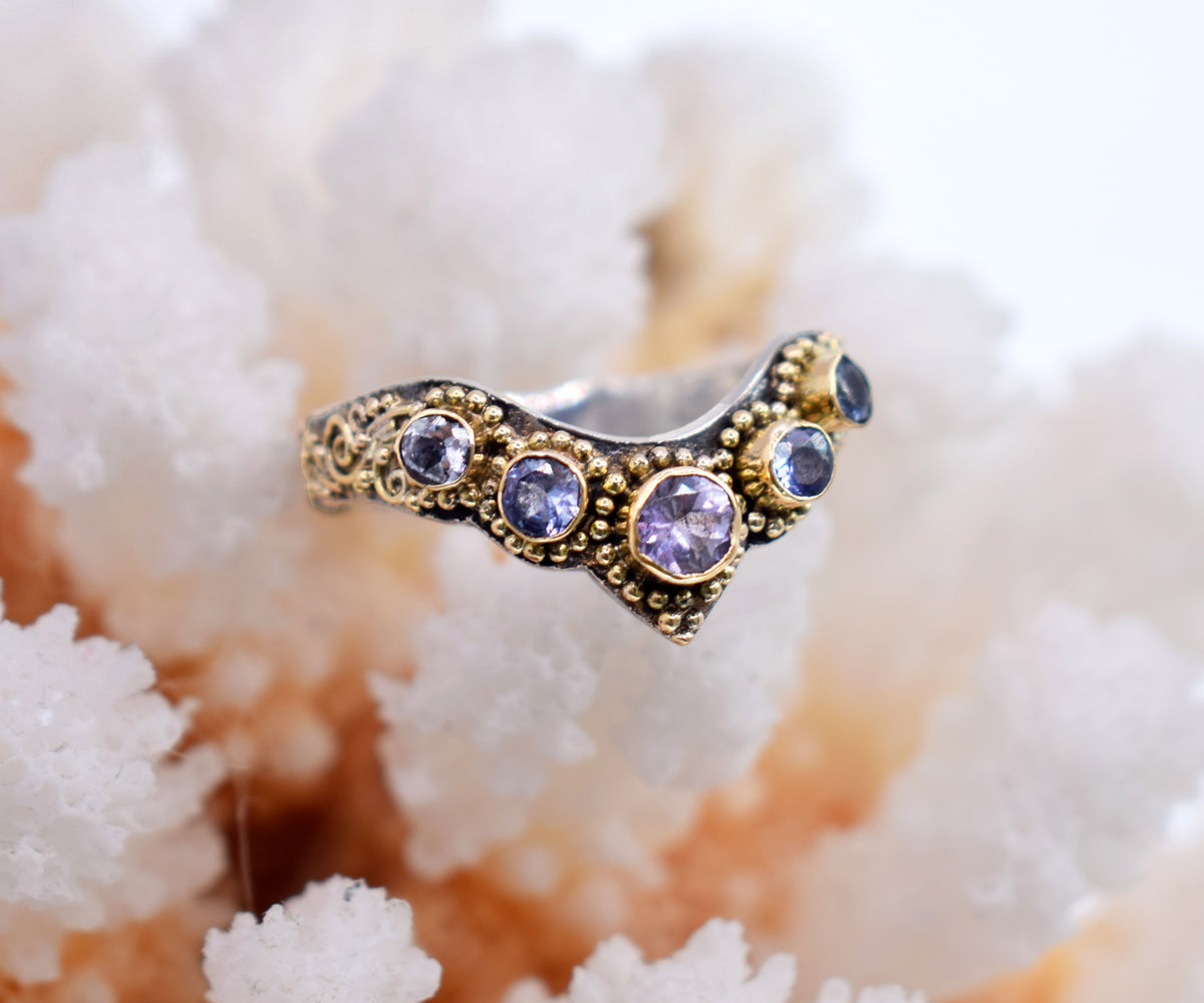 Anillo Fusión tanzanitas