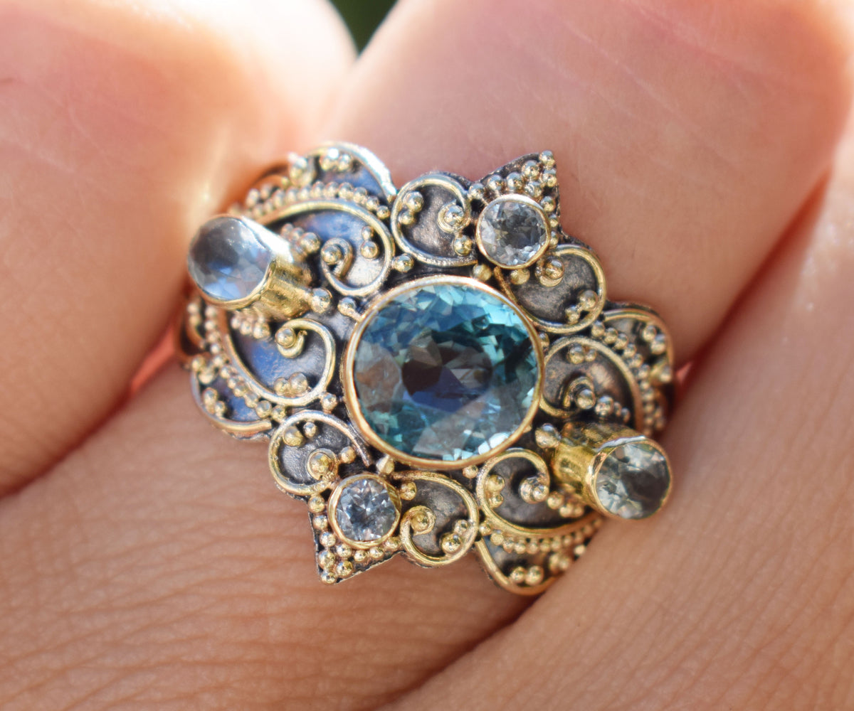 Anillo gold and Silver Kerala Zircon