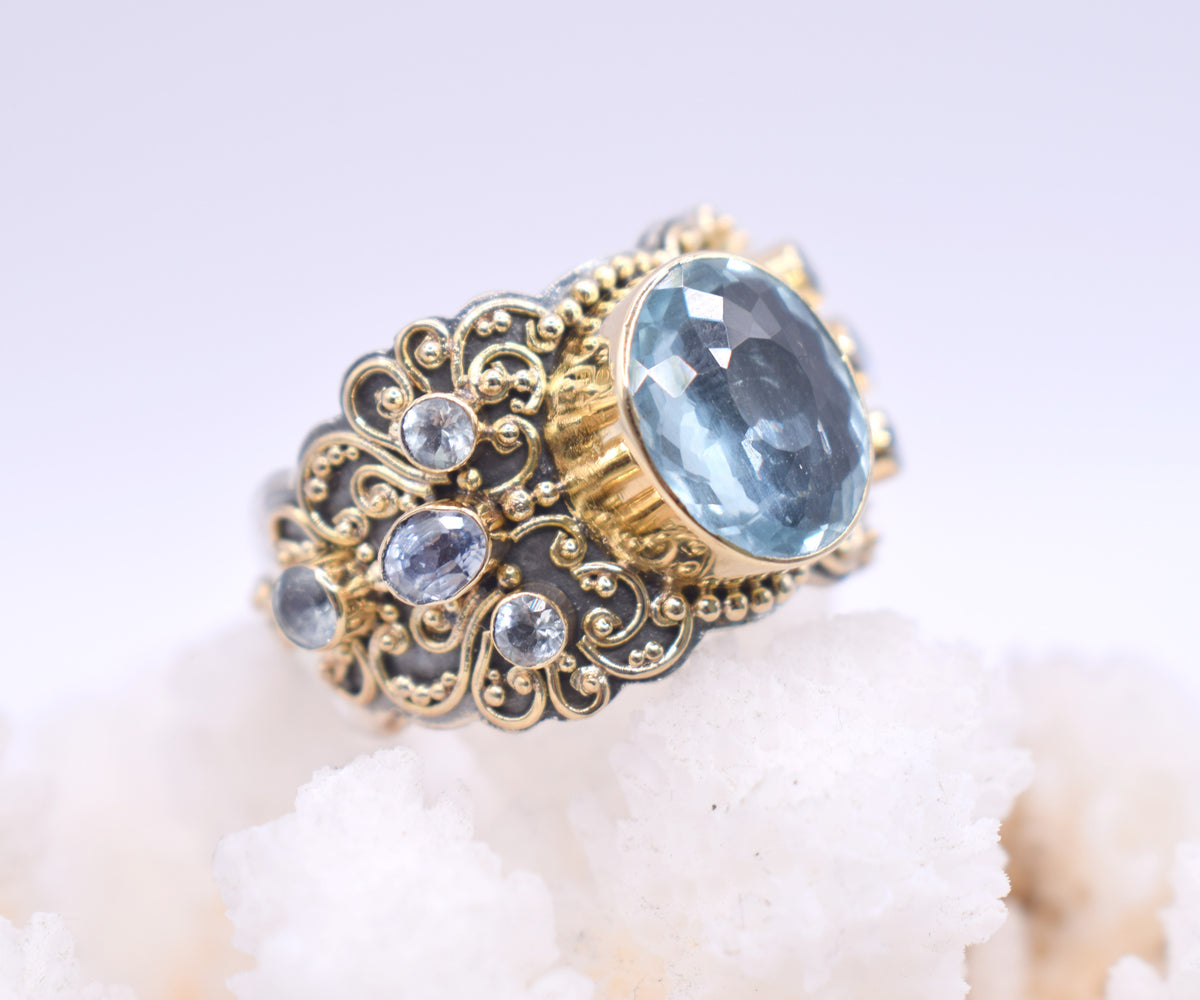 Anillo Sultan Aguamarina