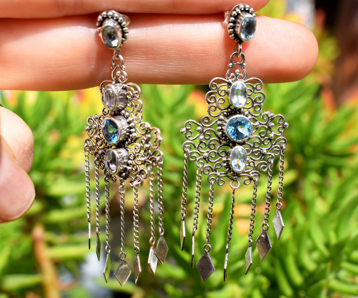 Aros Kalbelia Silver Topacios