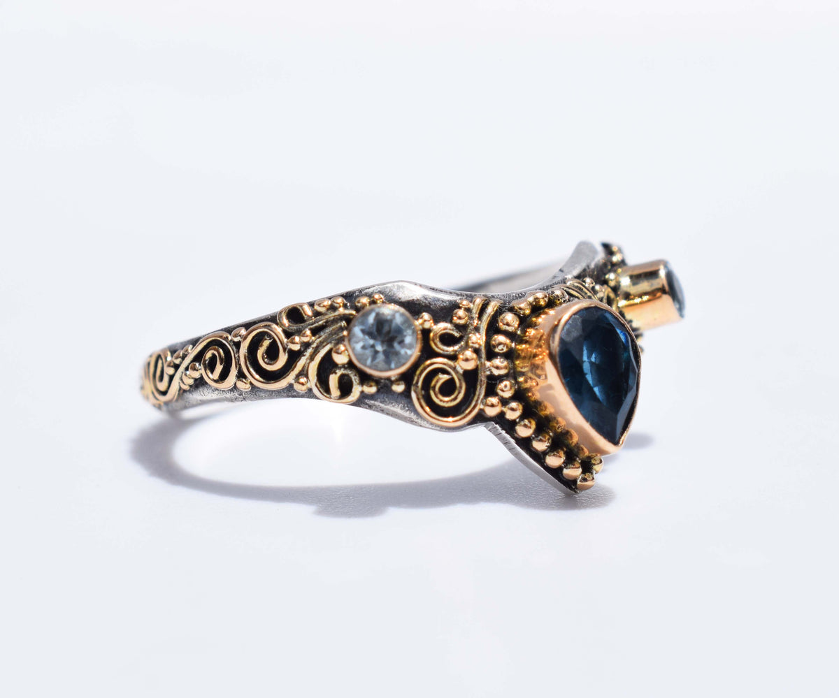 Anillo Fusión Topacio Aguamarinas