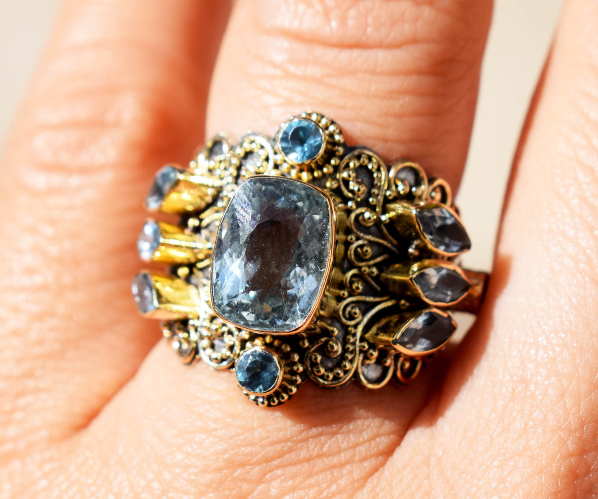 Anillo Forest Aguamarina