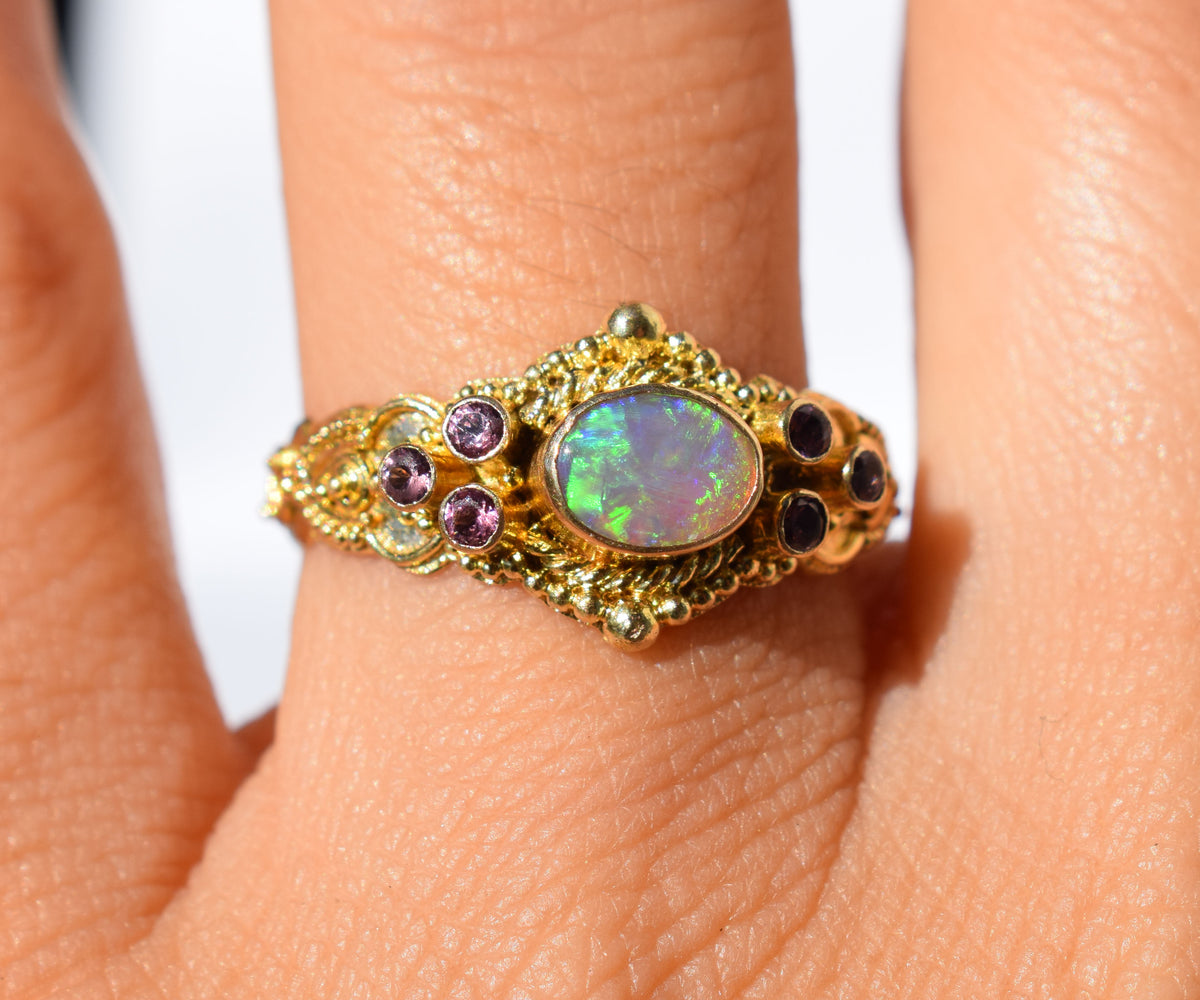 Anillo Azahara gold Opalo