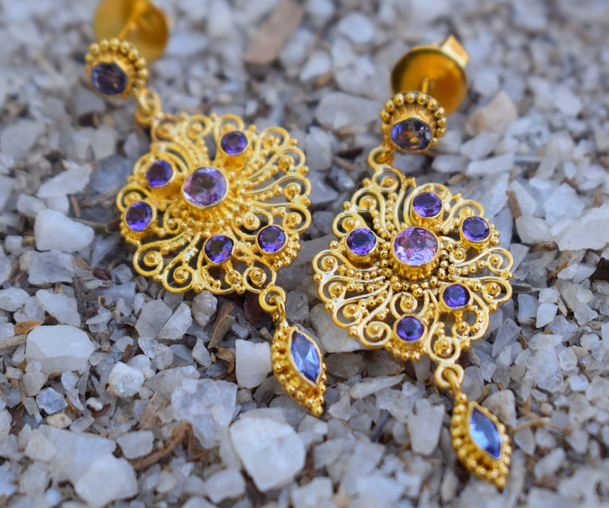 Aros Gold Sol de mar Zafiros lavandas