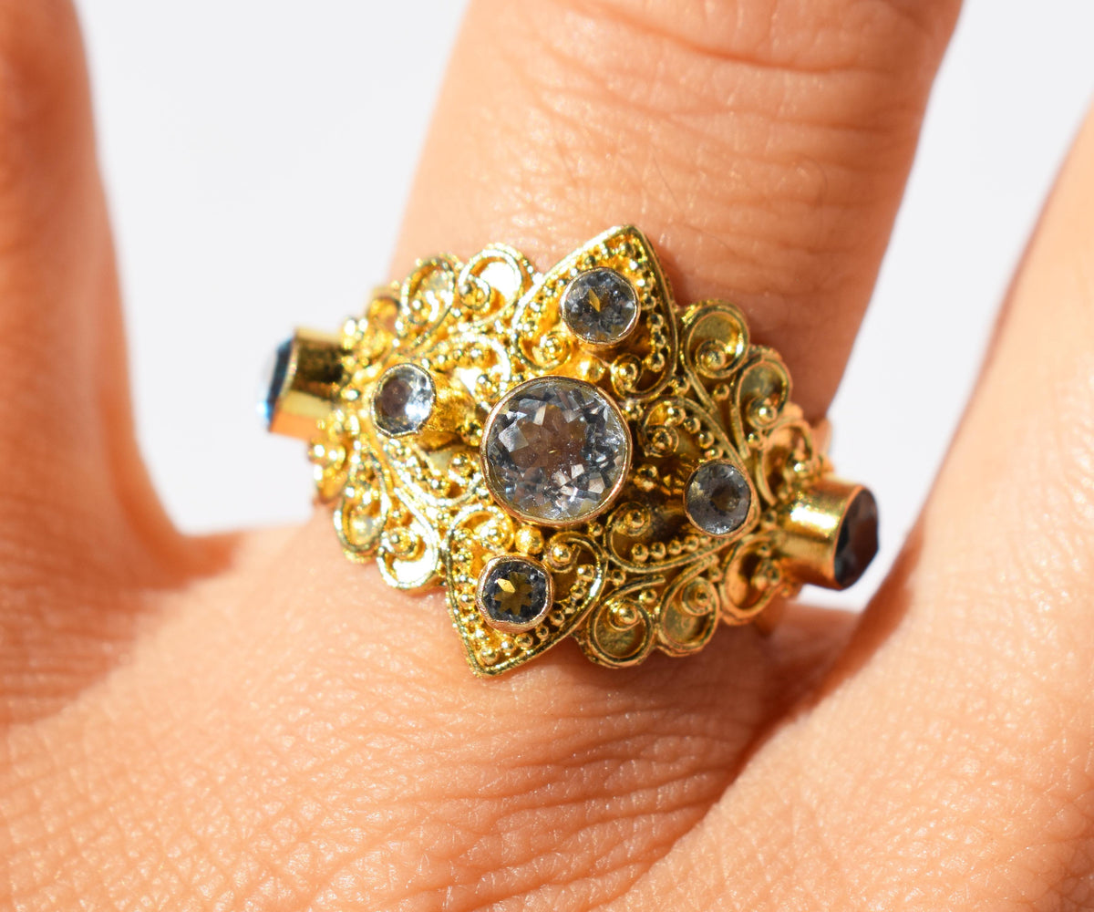 Anillo Gold Habibi Aguamarina