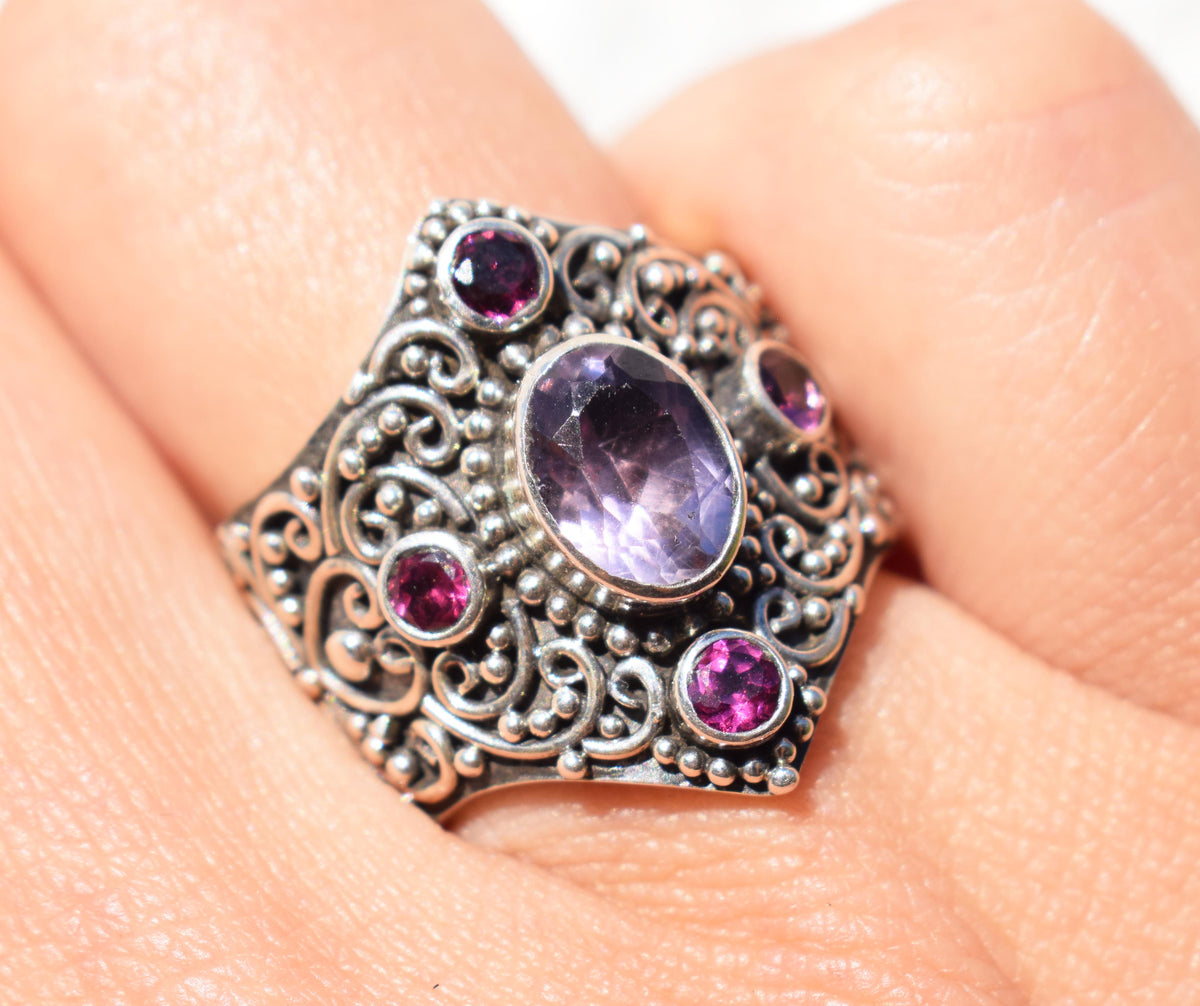 Anillo Peace Amatista Rodolitas