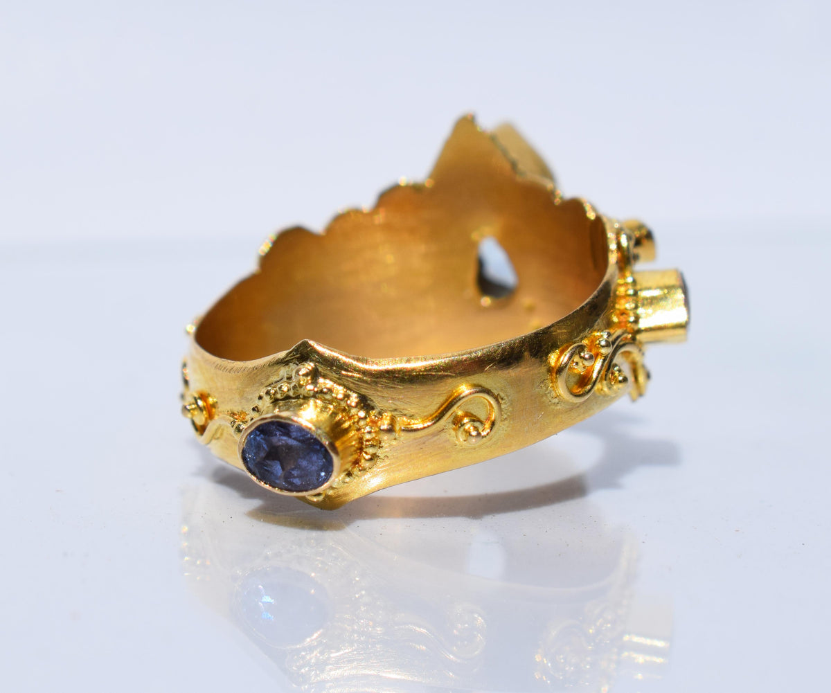 Anillo gold Magic Lotus Aguamarina