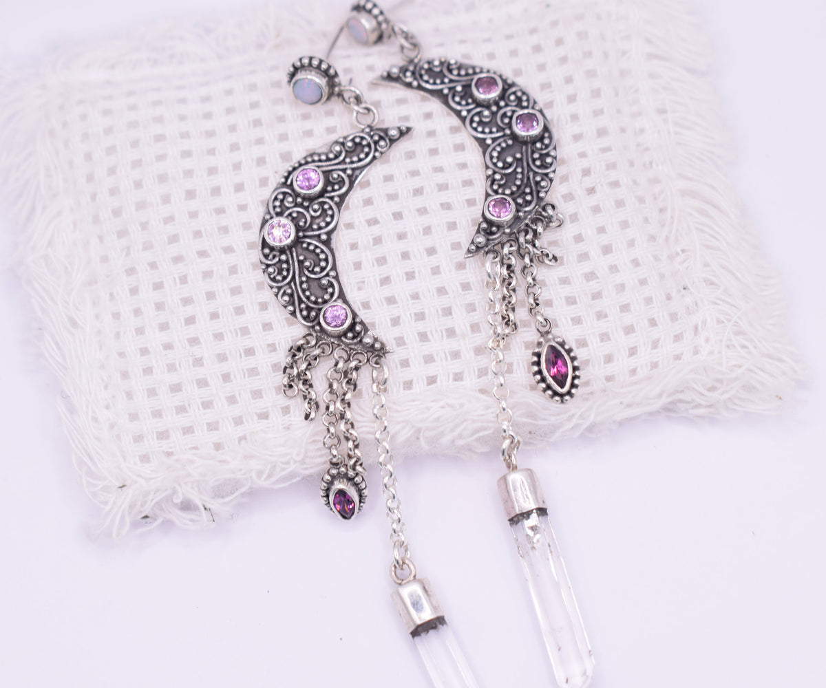 Aros Lluvia de Luna Zafiro Rosado