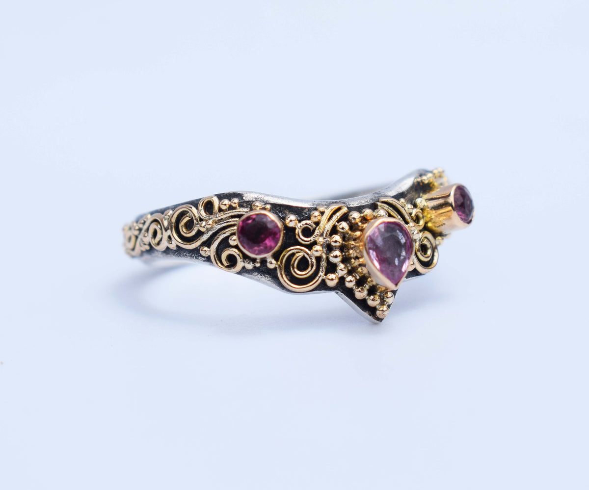 Anillo Fusión Zafiro rosado Turmalinas
