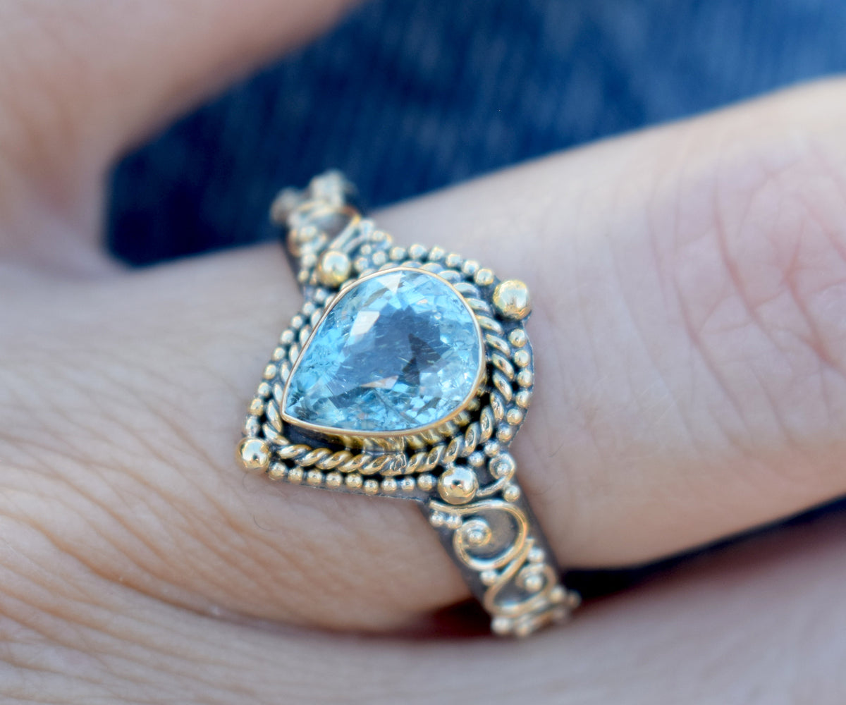 Anillo Fall in love Aguamarina