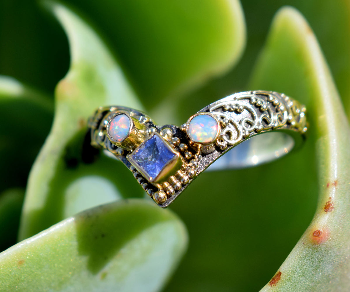 Anillo Fusion Princess Tanzanita y Opalos