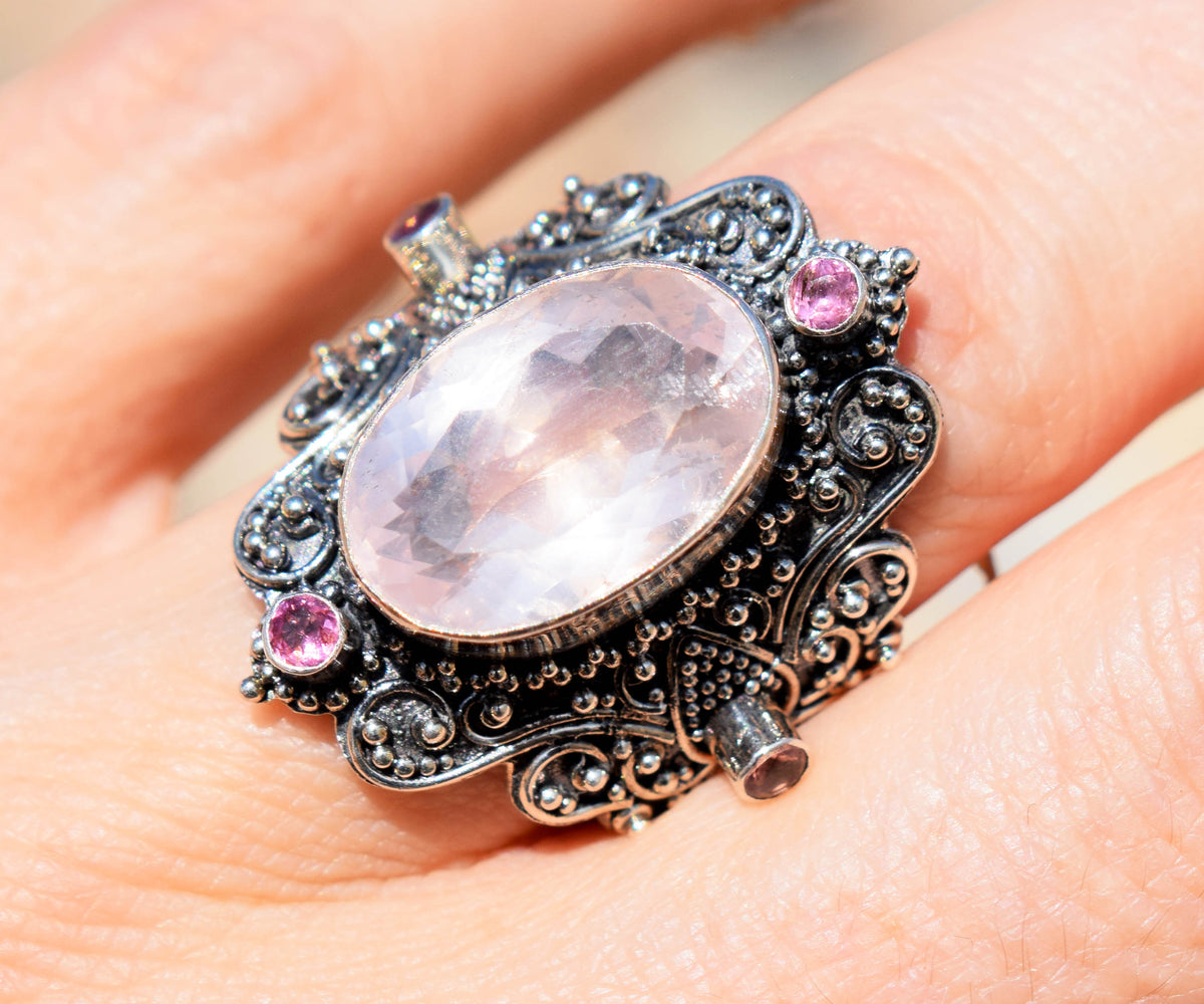 Anillo Lotus Cuarzo rosado