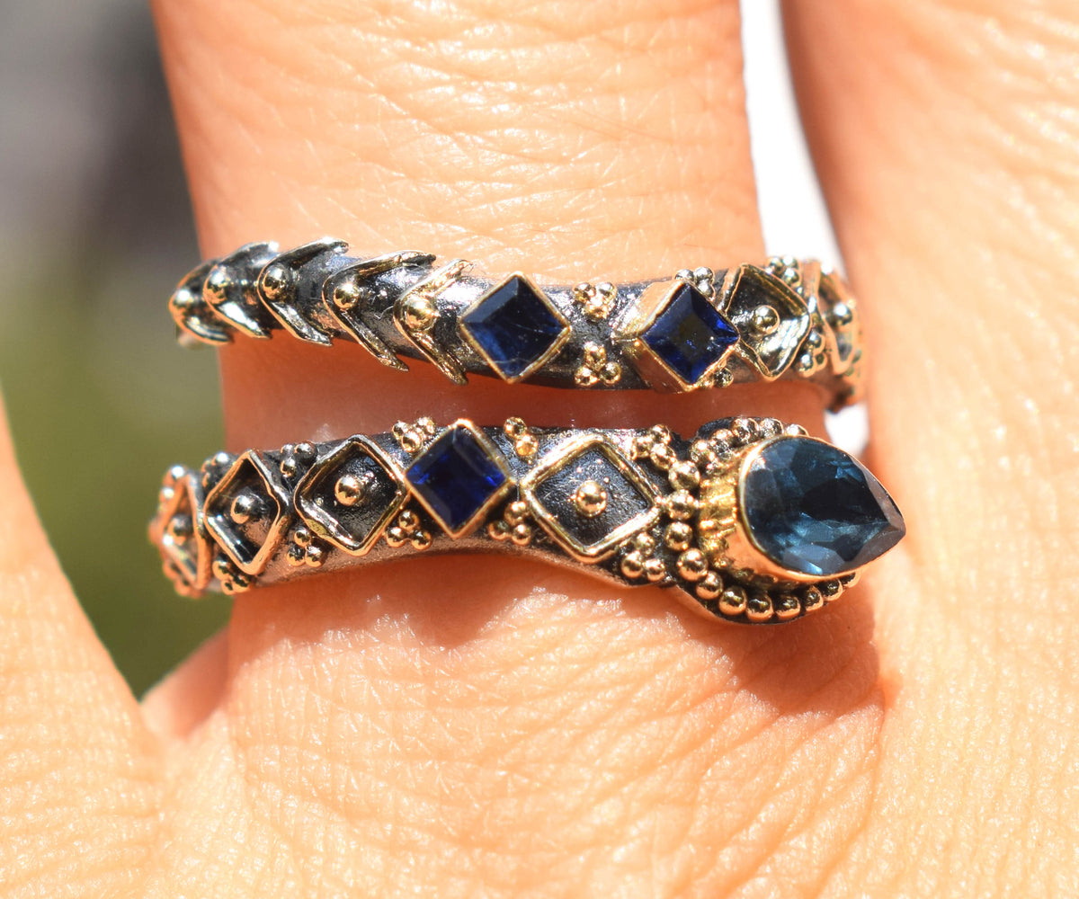 Anillo Kundalini Topacio Zafiro