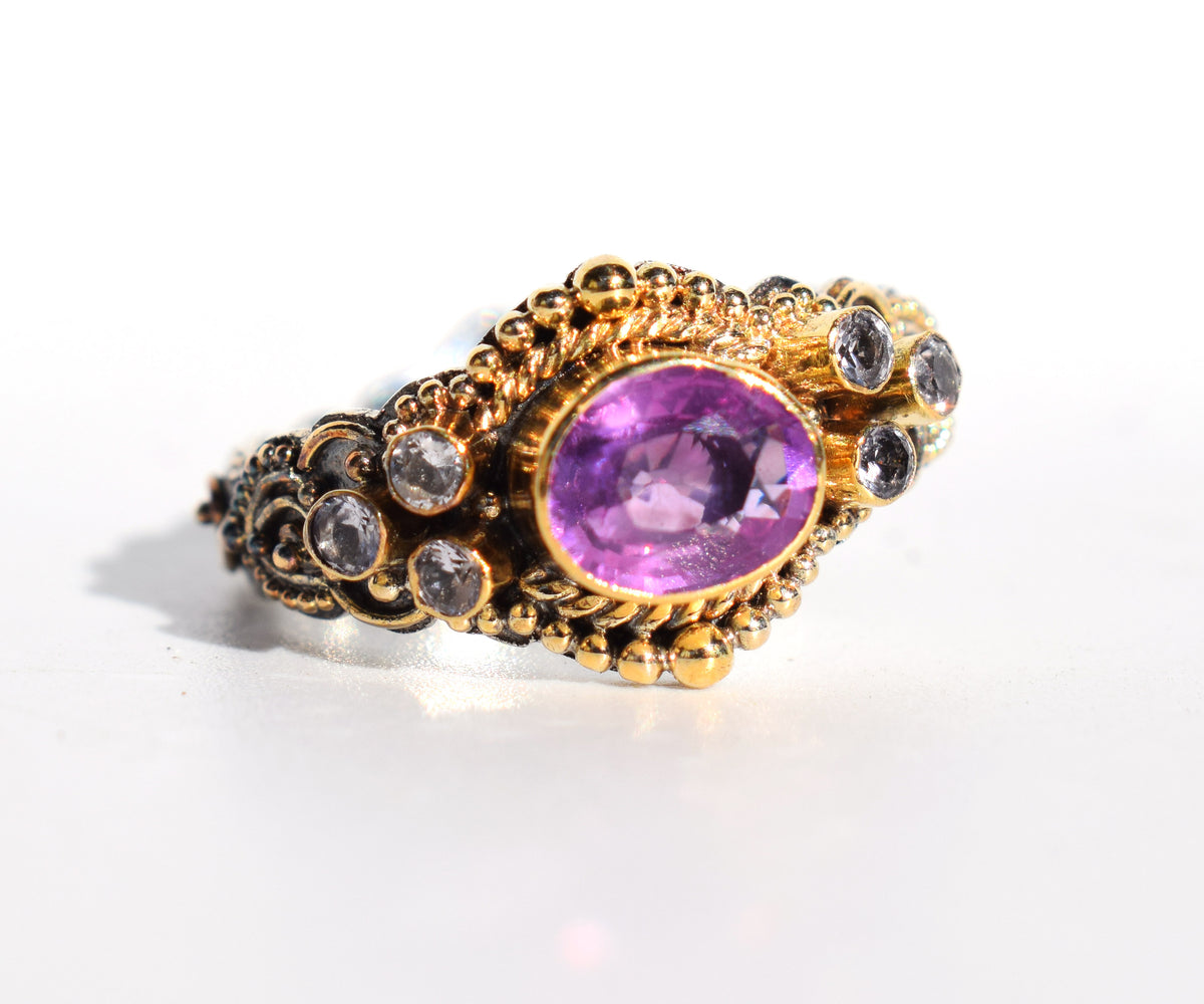 Anillo Azahara Zafiro Rosado