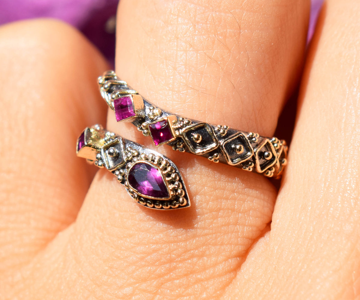 Anillo Kundalini Rodolita Rubi
