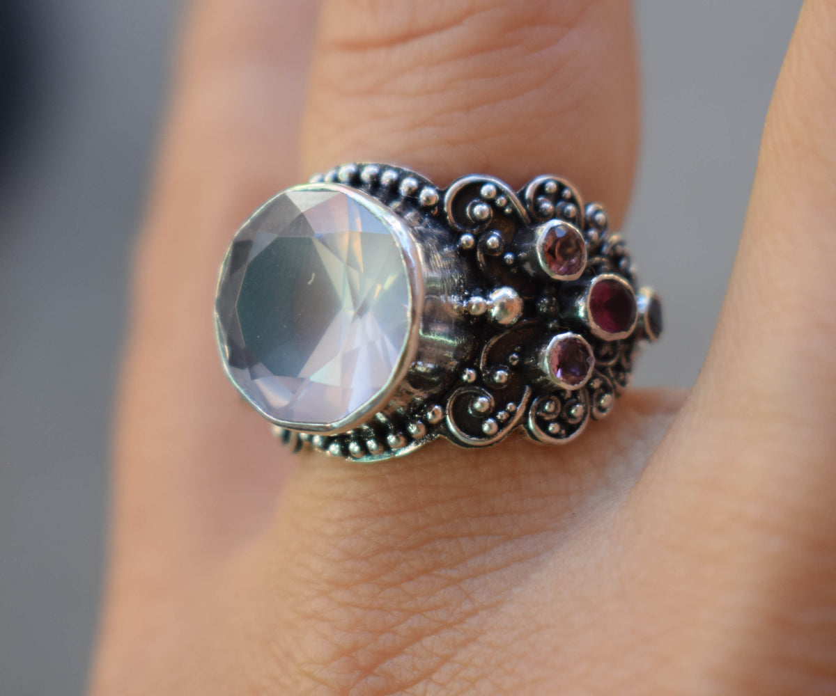 Anillo Sultan Cuarzo Rosa Edición Silver