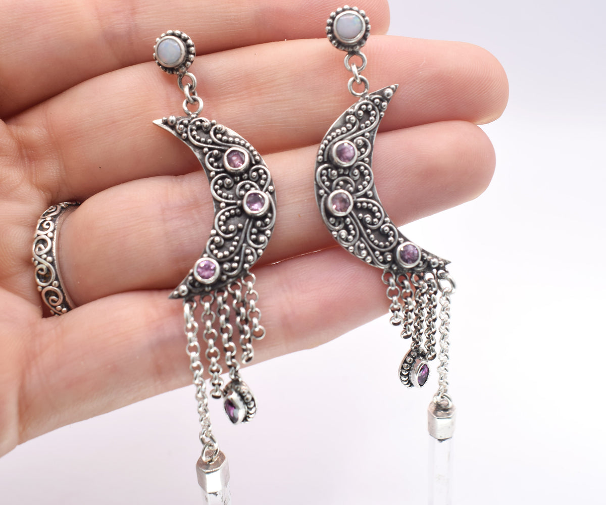 Aros Lluvia de Luna Zafiro Rosado