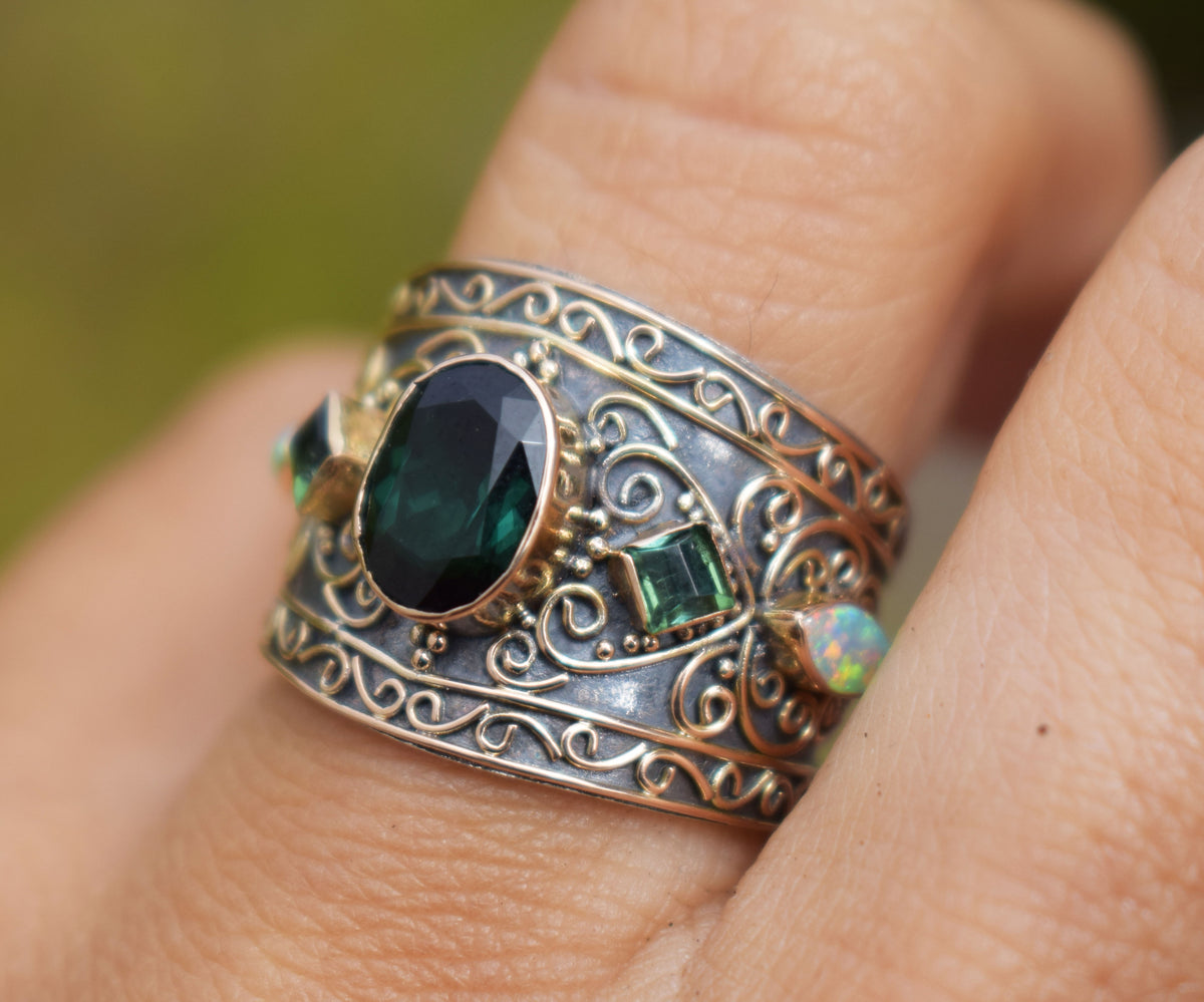 Anillo Las Mil y Una Noches Turmalina Verde