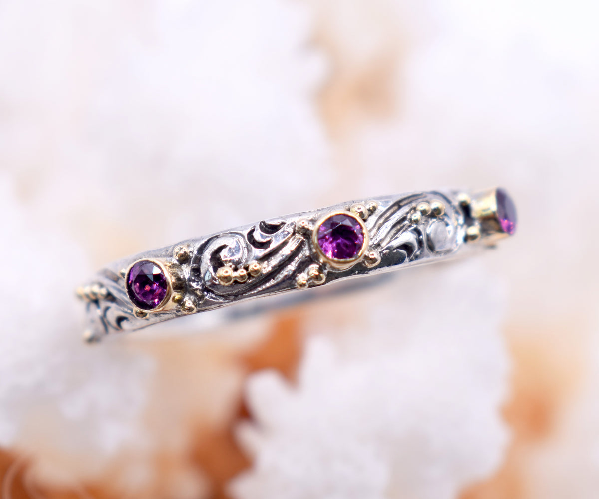 Anillo Basic Tallado Rodolitas