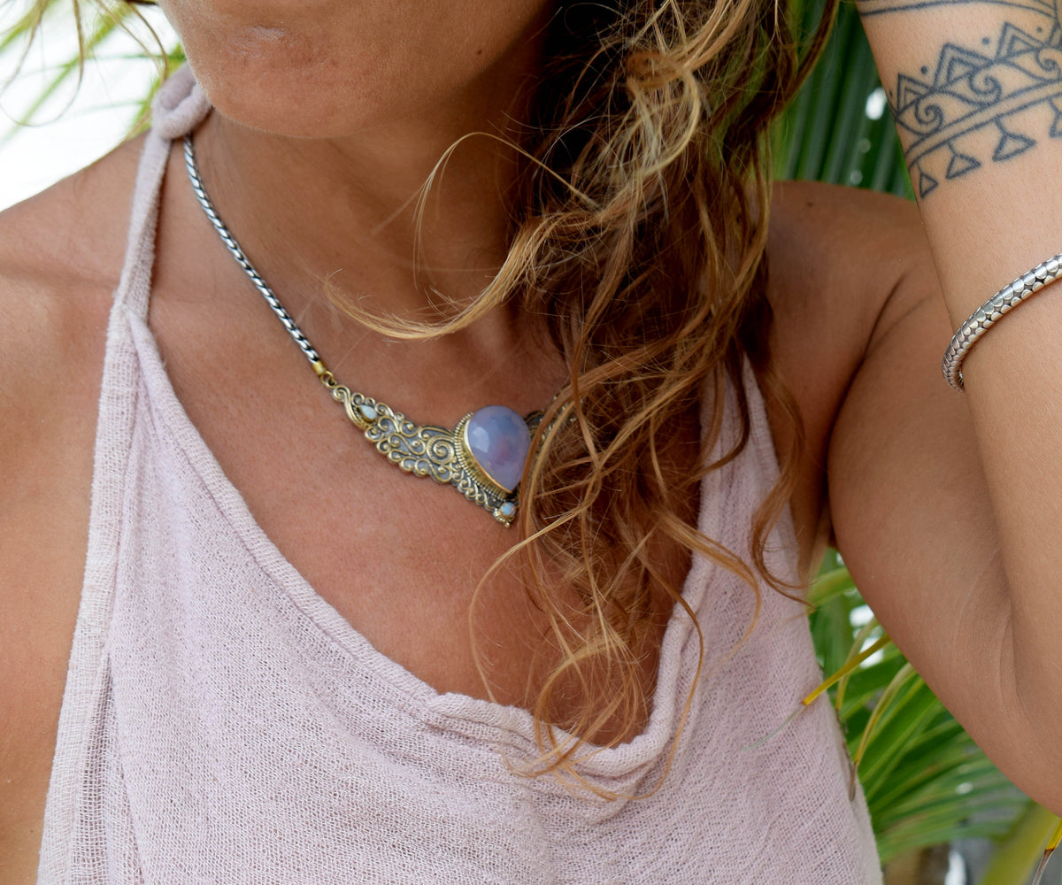 Collar Angel Wings Amatista perla