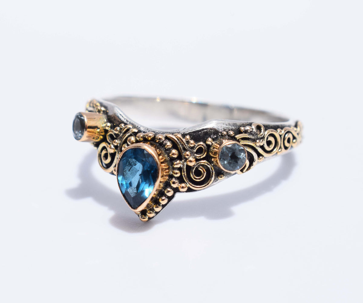 Anillo Fusión Topacio Aguamarinas