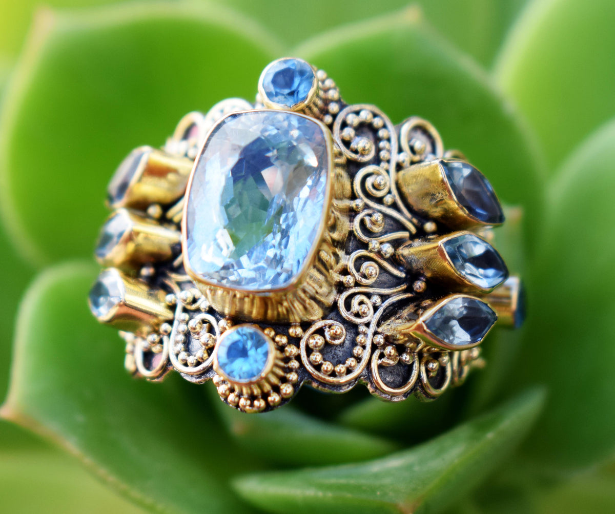 Anillo Forest Aguamarina