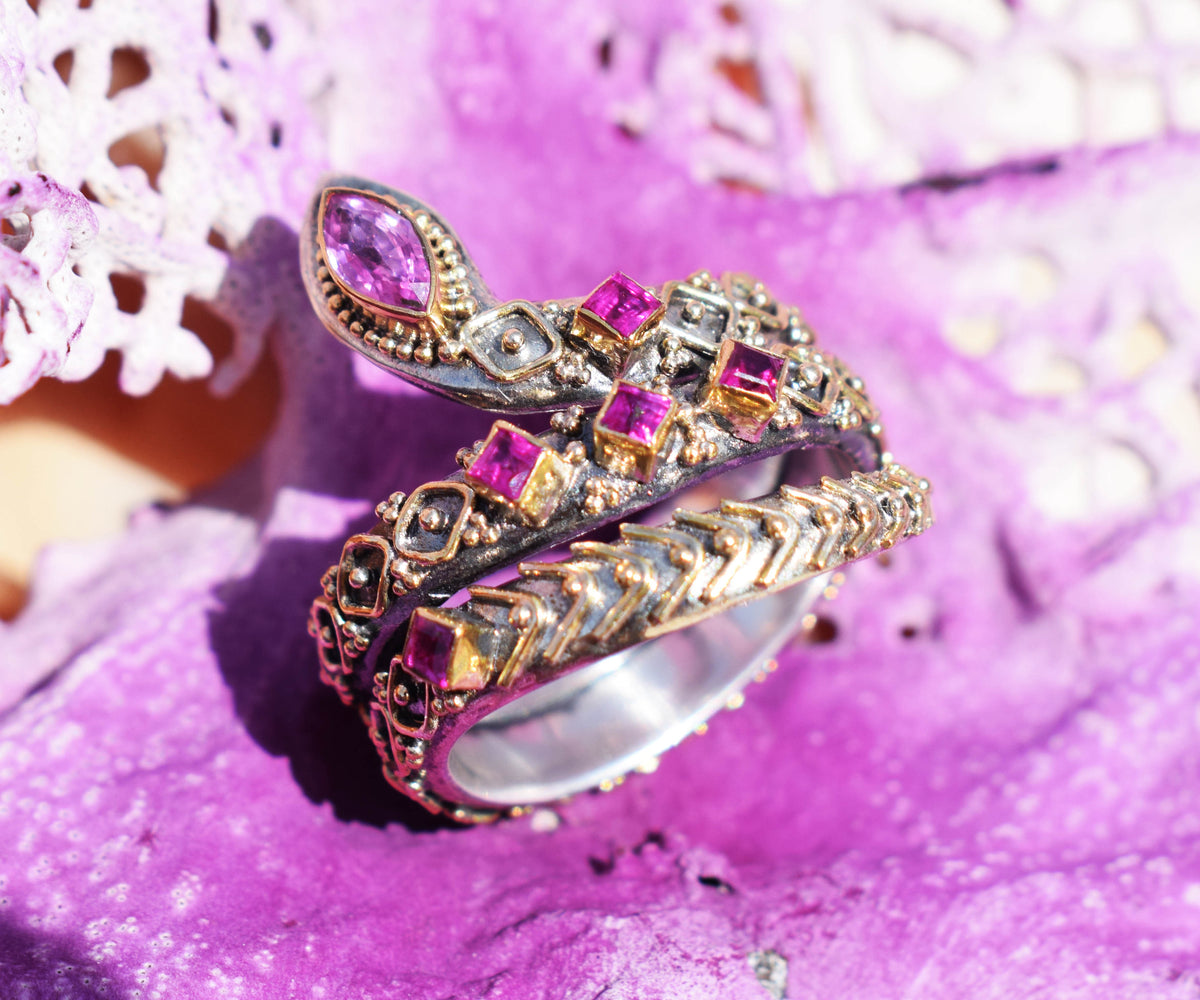 Anillo Kundalini Zafiro Rosado