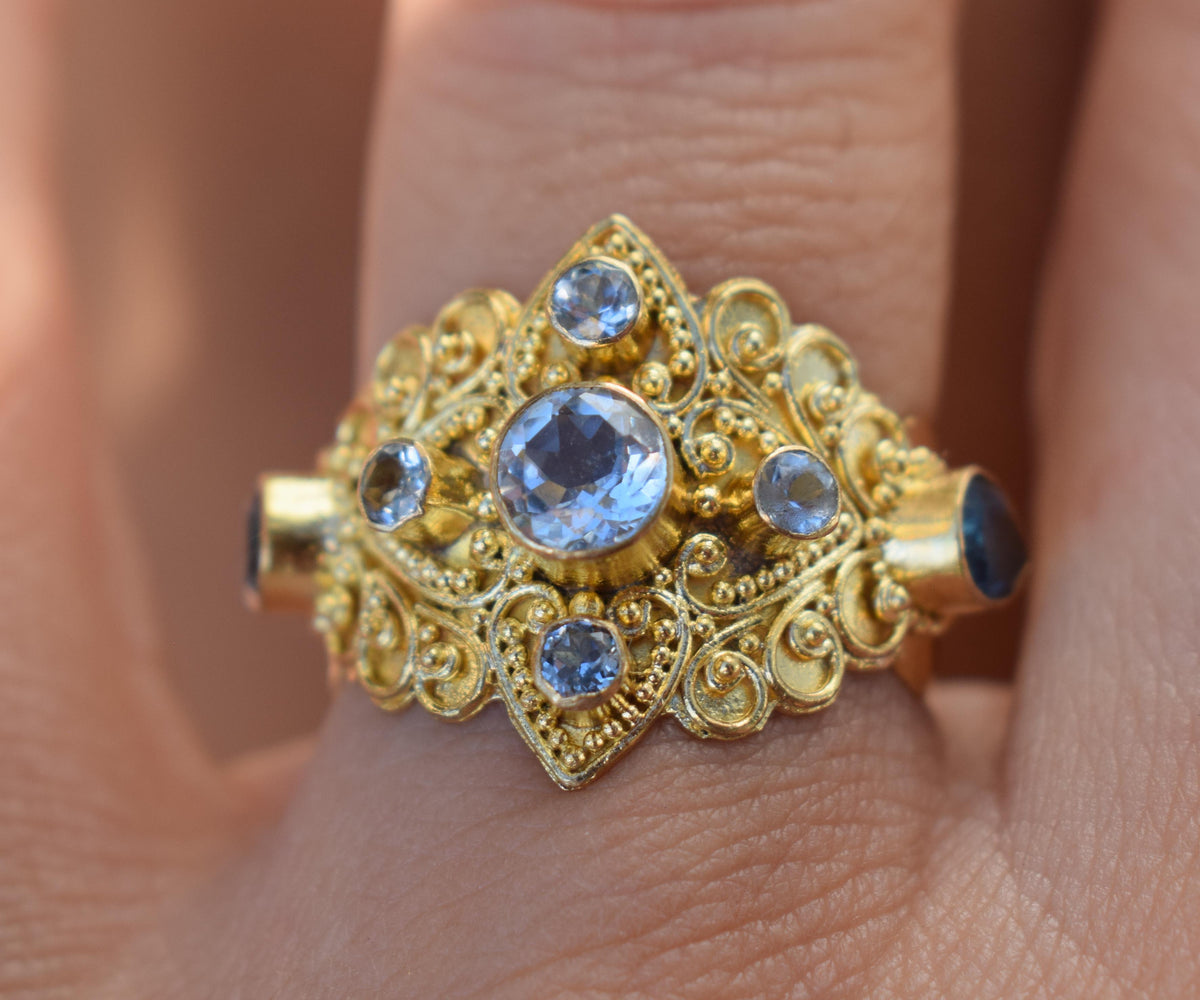 Anillo Gold Habibi Aguamarina