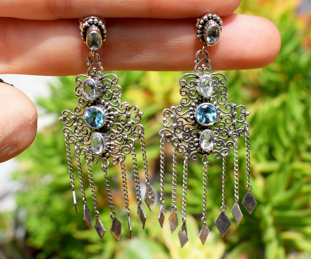 Aros Kalbelia Silver Topacios