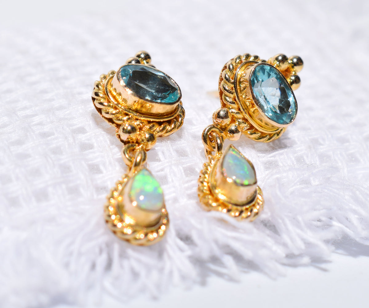 Aros Oval Drop Apatita y Opalos