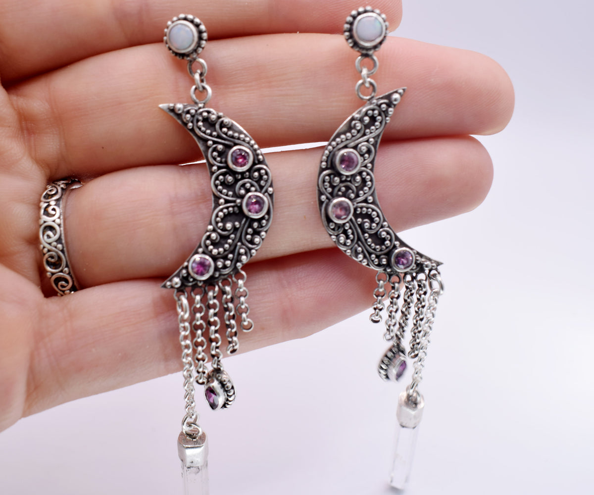 Aros Lluvia de Luna Zafiro Rosado