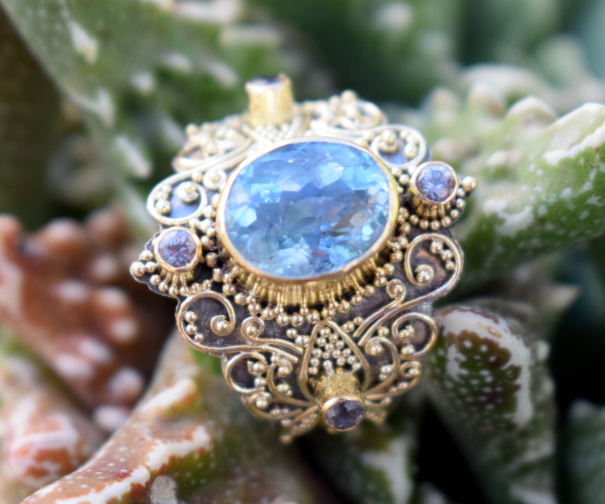 Anillo Lotus Aguamarina